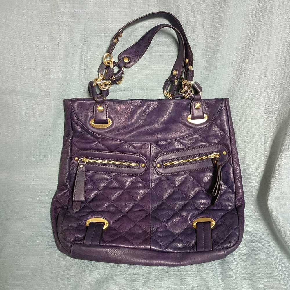 ❤️B MAKOWSKY Amethyst Purple Leather XL Shoulder Bag Purse
